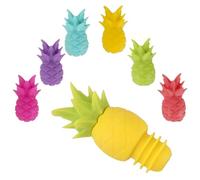 Hoshen Marcadores de bebidas de silicona de piña con tapón de botella, 7 piezas (1 grande + 6 pequeño) marcadores coloridos para copas de vino para fiestas, bares, uso doméstico