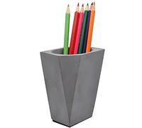 Hoshen Soporte creativo para bolígrafos de cemento, soporte para lápices y pinceles de forma geométrica, decoración de botellas de cemento, color negro