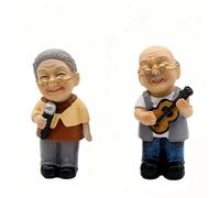 Hoshisea 2 Piezas Abuelos de Padres de Resina, Estatuas de Resina para Parejas Casadas, Figuras Ancianos decoración hogar.(Gris)