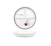 Hoshisea Platos Llanos de Cerámica, Platos Con Compartimentos, Platos Divididos de Cerámica,Plato Ceramica Infantil, para Comidas Divididas, Fiestas, Refrigerios, Postres (Patrón de café)