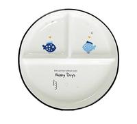 Hoshisea Platos Llanos de Cerámica, Platos Con Compartimentos, Platos Divididos de Cerámica,Plato Ceramica Infantil, para Comidas Divididas, Fiestas, Refrigerios, Postres (Estampado Peces)