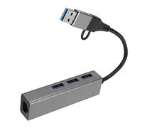 Hosie Concentrador USB 3.0, Adaptador Gris Plateado USB C a RJ45, Aleación de Aluminio para OS X