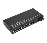 Hosie Conmutador Ethernet Pantalla LED de 9 Puertos Convertidor de Medios de Fibra óptica Tx1310nm Full Half Duplex MAX 20km para Office (Enchufe de la UE)