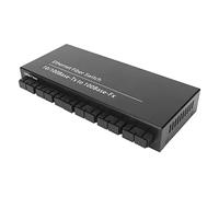 Hosie Convertidor de Medios de Fibra, Tx1310nm 8 Puertos 10 100Mbps Compacto Plug and Play Indicador LED Interruptor óptico Ethernet para Oficina (Enchufe de la UE)
