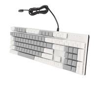 Hosie Teclado Mecánico, 104 Teclas Teclado Mecánico para Juegos Interruptor Azul Material ABS para Computadoras Portátiles (Blanco Gris)