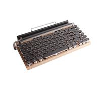 Hosie Teclado Mecánico Bluetooth, 83 Teclas, Batería de Litio de 2000 MAh, Teclado para Máquina de Escribir, Resistente a los Arañazos, Retro para OS X para Tableta (Color de Grano de Madera)