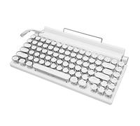 Hosie Teclado Mecánico, Teclas Redondas, Interruptor Azul, 83 Teclas, Control de Perilla de Modos Triples, Teclado Ergonómico Impermeable para Juegos para Teléfono (Blanco)