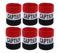Hosifiy 6 pulseras de capitán de fútbol, bandas elásticas de nailon negro y rojo, bandas de brazo de capitán de fútbol, bandas ajustables para brazo de fútbol, banda para el brazo C para jóvenes y