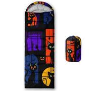 HOSIMA Saco de dormir con linda gata negra, para climas fríos, para adultos, niñas y niños, impermeable, para hombres, cálido, camping, senderismo, actividades al aire libre, viajes, caza, con bolsa