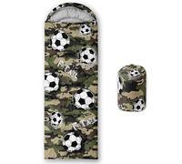 HOSIMA Sacos de dormir para niños, camuflaje de fútbol, ligero, cálido, portátil, para exteriores, interiores, impermeable, resistente al frío, saco de dormir para acampar y senderismo (fútbol 1)