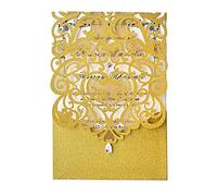 Hosmsua 20PCS Invitaciones de boda Oro con brillantitos para cumpleaños Compromiso Quinceañera (Azul Royal Glitter)