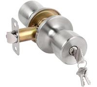 HOSOM Pomos de puerta con cerradura y llave, perilla de puerta de entrada con llave, cerradura de puerta exterior e interior para puerta delantera, área comercial y residencial, níquel satinado