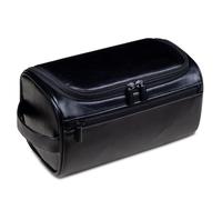 Hosoncovy Bolsa organizadora de cosméticos de piel sintética, bolsa de almacenamiento para artículos de tocador, bolsa de viaje, Black, Funda de transporte