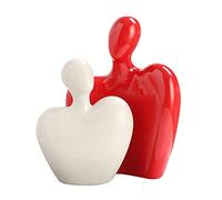 Hosoncovy Escultura de cerámica para parejas, estatua de pareja, estatua de abrazo, adorno artístico para parejas, regalo para boda, aniversario, día de San Valentín, cumpleaños (blanco y rojo)