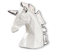 Hosoncovy Escultura de unicornio de cerámica, estatua de unicornio, decoración del hogar, decoración de habitación para sala de estar, escritorio de oficina, estante (blanco)