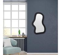 Hosoncovy Espejo colgante de pared con marco irregular, tocador decorativo para baño, sala de estar, dormitorio, decoración de pared negra