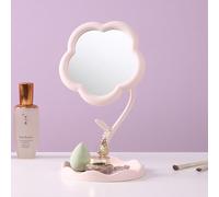Hosoncovy Espejo de escritorio con soporte, espejo de maquillaje en forma de flor, color rosa