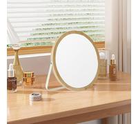 Hosoncovy Espejo de tocador de escritorio con marco de madera con soporte, plegable, de pie y para colgar en la pared, redondo