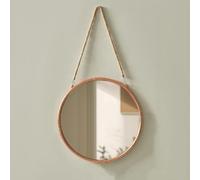 Hosoncovy Espejo decorativo redondo para colgar en la pared con marco de metal con cadena, espejo de tocador para baño, sala de estar, dormitorio, 37,5 cm de diámetro (oro rosa)