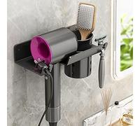 Hosoncovy Soporte de pared de metal para secador de pelo con caja de almacenamiento, colgador de pared para secador de pelo Dyson Supersonic, universal para secador de pelo (negro)