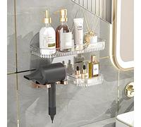 Hosoncovy Soporte de pared para secador de pelo, colgador de pared, estante de almacenamiento universal para secador de pelo (transparente)
