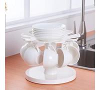 Hosoncovy Soporte giratorio de 360 grados para tazas de café, soporte de almacenamiento para tazas de té y platillo, estante de secado para el hogar, cocina, oficina, bar
