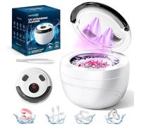 Hosoote Máquina limpiadora de retenedores ultrasónicos dentales, cápsula de limpieza dental para prótesis, protector bucal, alineador, protector nocturno