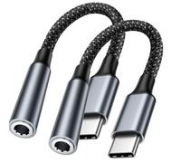 HOSOW Adaptador USB-C a Jack 3.5mm 2 Unidades, Cable Aux Nylon Trenzado con Conector Dorado, Reducción de Ruido, Plug and Play, para iPhone 17/16/15, Samsung iPad, MacBook, para Coche/Casa/Viaje