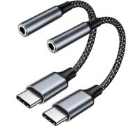 HOSOW Adaptador USB-C a Jack 3.5mm 2 Unidades, Cable Aux Trenzado Nylon, Plug and Play, Sonido Hi-Fi, Compatible con iPhone 17/16/15, Samsung, iPad Pro, MacBook, Xiaomi, para Coche/Oficina/Aviones