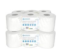 HOSPACK 12 Rollos Papel Secamanos Mecha Doble Capa Laminado | Celulosa Virgen Extra Absorbente | Bobina Industrial para Talleres, Hostelería y Clínicas | Pack Ahorro7,2 KG