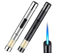 HOSPAOP 2 mecheros de gas rellenables, llama de chorro de 19 cm, encendedor eléctrico resistente al viento para velas, cocina, camping, barbacoa, chimenea, regalos para hombres (sin gas)