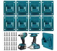HOSPAOP 8 soportes de pared para herramientas Makita con batería de 18 V, portabrocas para herramientas eléctricas, soporte para destornilladores con 32 tornillos, soporte para máquina para taller y