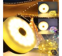 HOSPAOP Cadena de luces para camping, enrollable, 10 m, LED, lámpara de camping USB, recargable con mando a distancia, impermeable, regulable, luz de camping para exteriores, para camping, jardín y