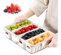 HOSPAOP Caja de aperitivos con compartimentos, plato de aperitivo con tapa, juego de cuencos de plástico a prueba de fugas, bandeja grande para aperitivos, organizador para dulces, verduras, galletas,
