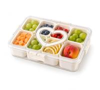 HOSPAOP Caja de aperitivos con compartimentos, plato de aperitivos con tapa, cuenco de plástico a prueba de fugas, bandeja de aperitivos, organizador para aperitivos, dulces, dulces, verduras