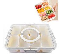 HOSPAOP Caja de aperitivos con compartimentos, plato de aperitivos con tapa, cuenco de plástico para aperitivos, bandeja de aperitivos, organizador para aperitivos, dulces, dulces, verduras, galletas