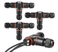 HOSPAOP Conector de cable resistente al agua IP68, 3 pines, manguito de conexión subterráneo, caja de distribución de 3 vías, negro, 3 piezas