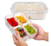 HOSPAOP Plato para aperitivos con compartimentos, cuenco para aperitivos con tapa, caja de plástico para aperitivos, juego de cuencos a prueba de fugas, bandeja para aperitivos, organizador para