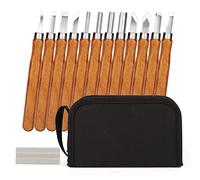 HOSPAOP Set de Herramientas de Tallado en Madera - 12 Cuchillos y Piedra de Afilar para Adultos y Niños, para Frutas, Verduras y DIY