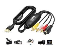 HOSPAOP VHS to Digital Converter USB 2.0 - Tarjeta de captura de vídeo 1080P para VHS digitalizar, AV & RCA, VCR DVD a PC, compatible con Windows Mac OS