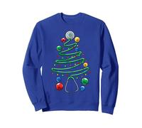 Hospital Árbol de Navidad Estetoscopio Navidad Médico Sudadera, Unisex para Adultos, Azul Real, S