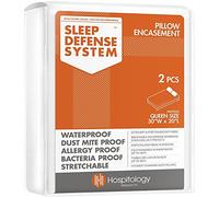 HOSPITOLOGY PRODUCTS Funda de Almohada con Cremallera, Sistema de Defensa del sueño, tamaño Queen, Impermeable, Juego de 2 Unidades de 20 Pulgadas de Alto x 30 Pulgadas de Ancho
