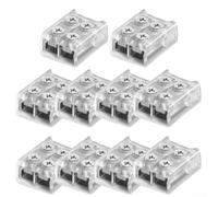 Hosrivae 10 conectores de cable de tira LED, terminales de fijación de tornillo de 2 pines para tiras de luz LED de 8 mm, 10 mm, clips transparentes sin soldadura para iluminación de bricolaje uso en