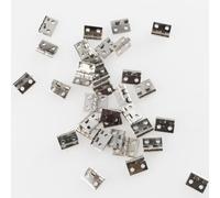 Hosrivae 20 mini bisagras de 8 mm x 10 mm con 80 tornillos para muebles de casa de muñecas, joyero, gabinete, modelismo, bisagras pequeñas de latón y metal plateado para proyectos de bricolaje en el