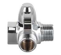 Hosrivae Adaptador de válvula desviadora de ducha cromada de latón de 3 vías para ducha mezcladora termostática y de mano de montaje en pared G1/2 pulgadas desviador en forma de T con 1 entrada y 2