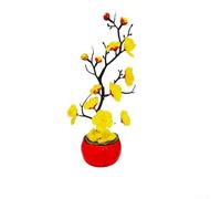 Hosrivae Árbol bonsái artificial de flor de ciruelo, planta de flores falsas realistas en maceta, decoración del hogar, oficina, jardín, arreglo de ramas de simulación, decoración interior y exterior