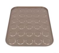 Hosrivae Bandeja de horno de macarrón, bandeja de horno de acero sin carbono para macarons, galletas, pasteles, lavavajillas, segura 26 x 17 cm (café) (30 agujeros)