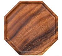 Hosrivae Bandeja octogonal de madera de nogal hecha a mano para ceremonia de té, postre o servir frutas, plato rústico de estilo japonés con bordes redondeados suaves, 30 x 20 x 2 cm (A)