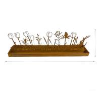 Hosrivae Caja contenedor de flores rústica, hierro geométrico, decoración de jardín para interiores y exteriores, silueta rectangular resistente a la intemperie, 50,5 x 15 cm