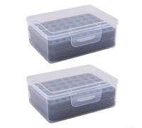 Hosrivae Caja de almacenamiento, caja organizadora, paquete de 2 soportes de polipropileno resistentes a golpes y humedad, almacena 24 pilas AA y 30 AAA contenedor compacto para el hogar y los viajes